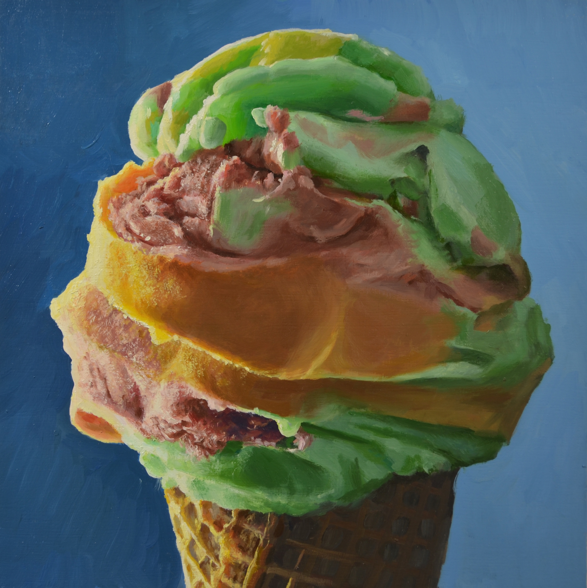 Rainbow Cone, oil on wood panel, 14" x 14", 2017.