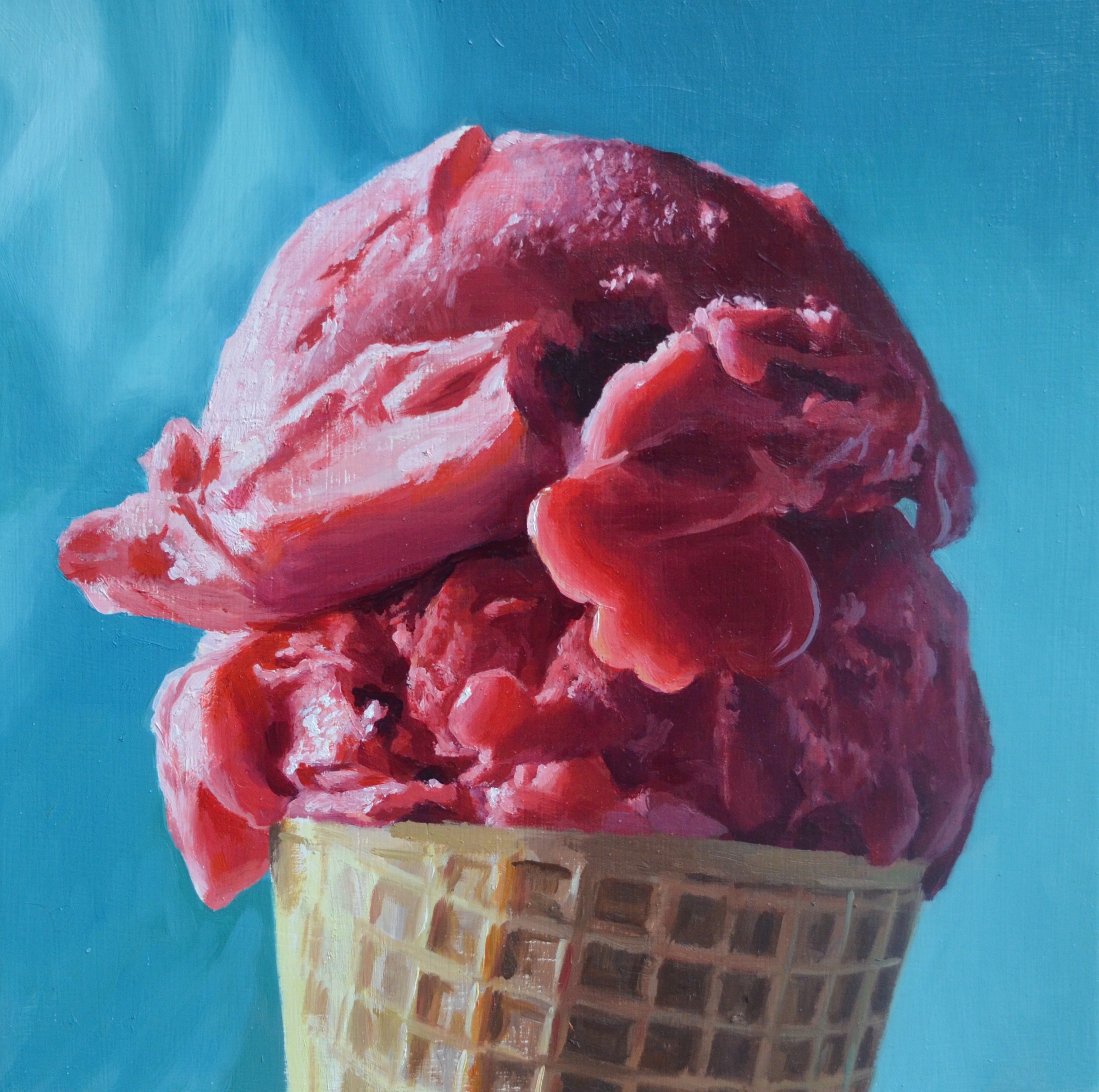 Raspberry Cone, oil on wood panel, 12" x 12", 2015.
